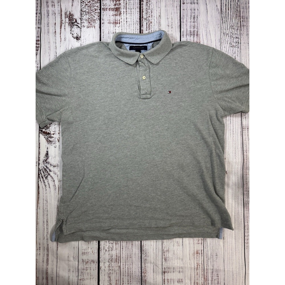 Tommy Hilfiger Polo Shirt Men's Gray Short Sleeve Size XL